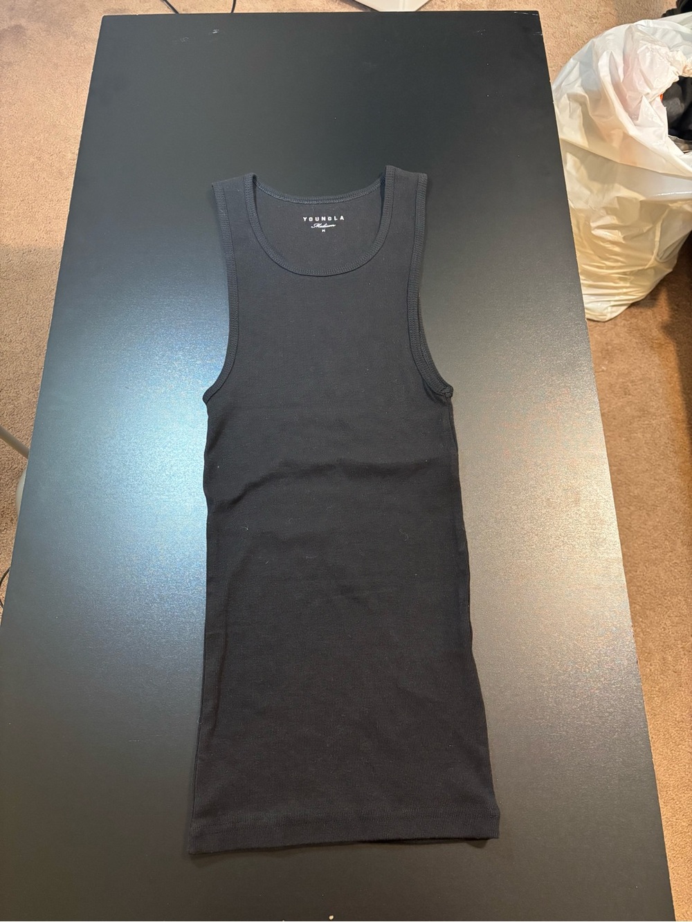 YoungLA Black Ribbed Slim Tank Top